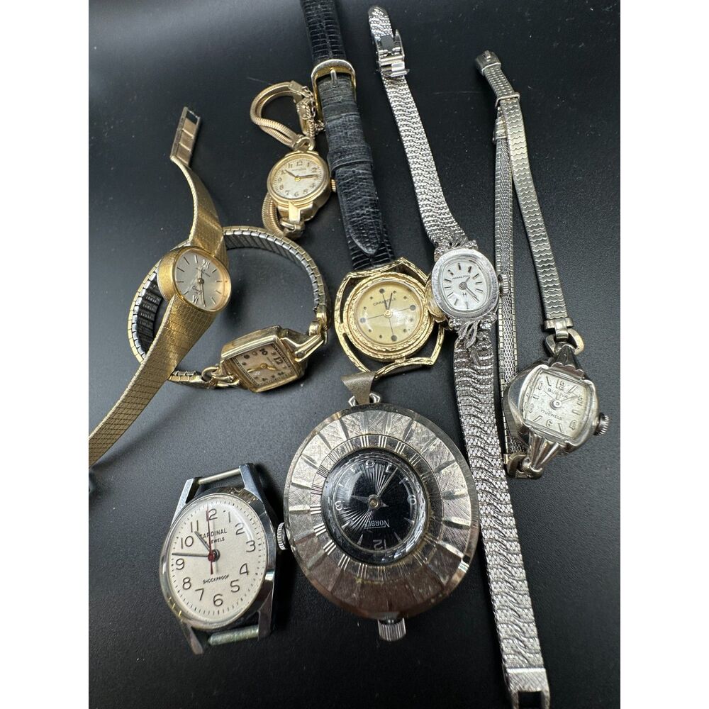 Vintage Watch Lot - Eight Pieces Hamilton Bulova Etc